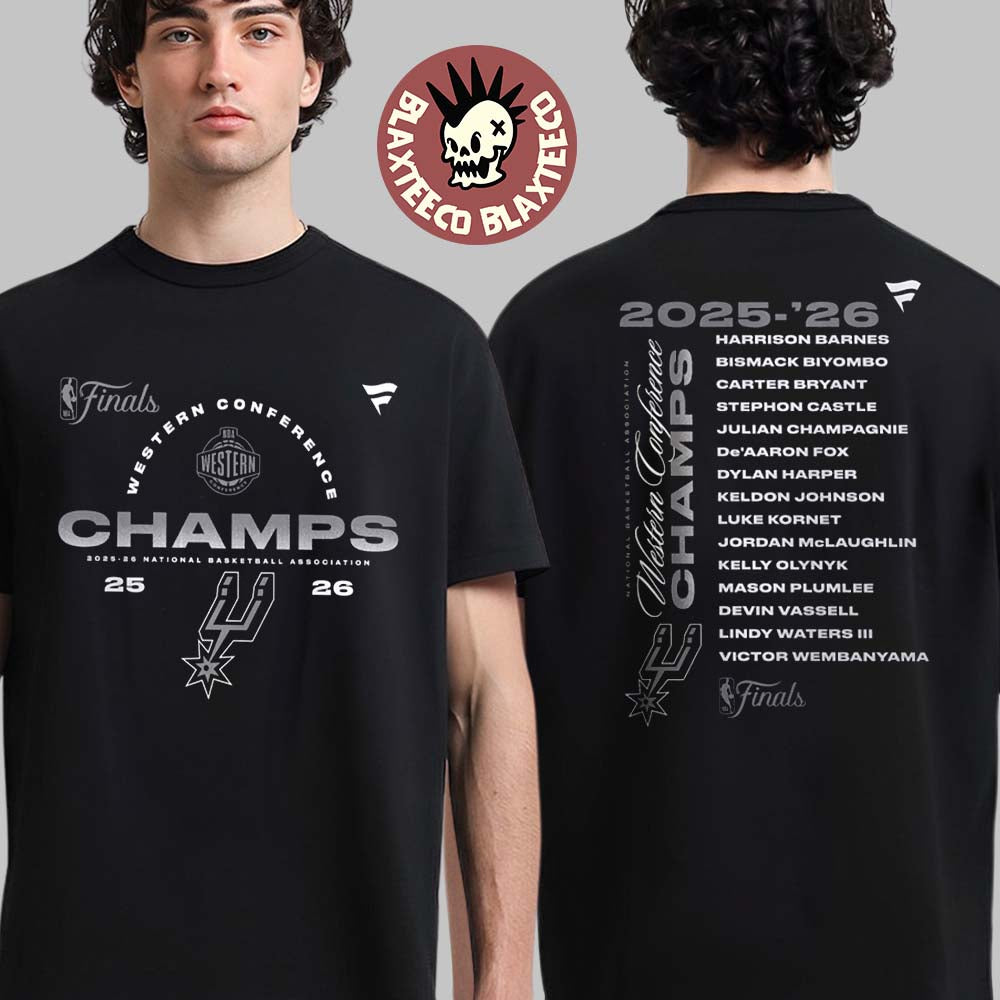 San Antonio Spurs Fanatics 2026 NBA Western Conference Champions Roster Two Sided T-Shirt Unisex T-shirt, Sweatshirt, Hoodie, Long Sleeve Tee - T-Shirt, Sweatshirt, Hoodie