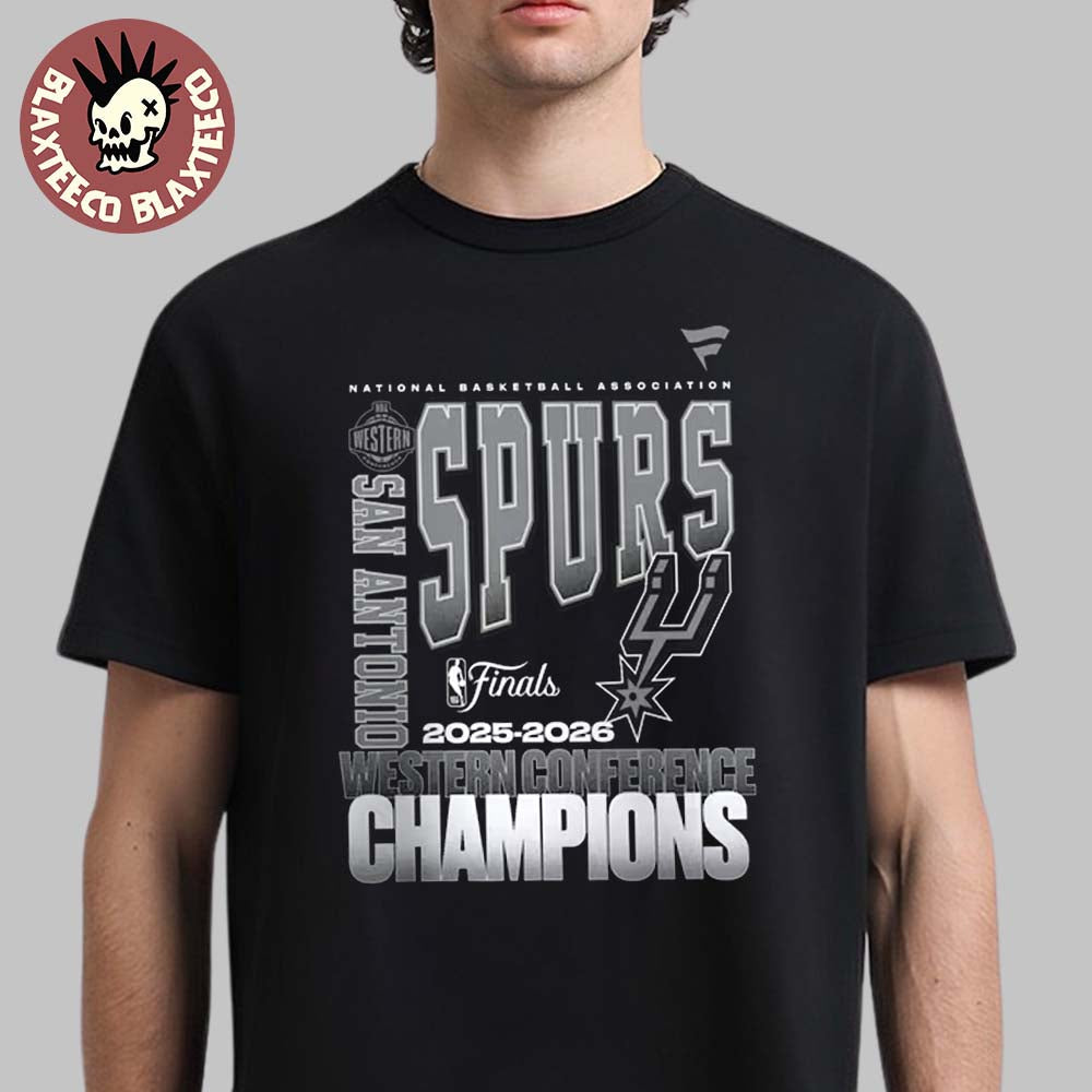 San Antonio Spurs Fanatics Black 2026 NBA Western Conference Champions Stacked Block T-Shirt - T-Shirt, Sweatshirt, Hoodie