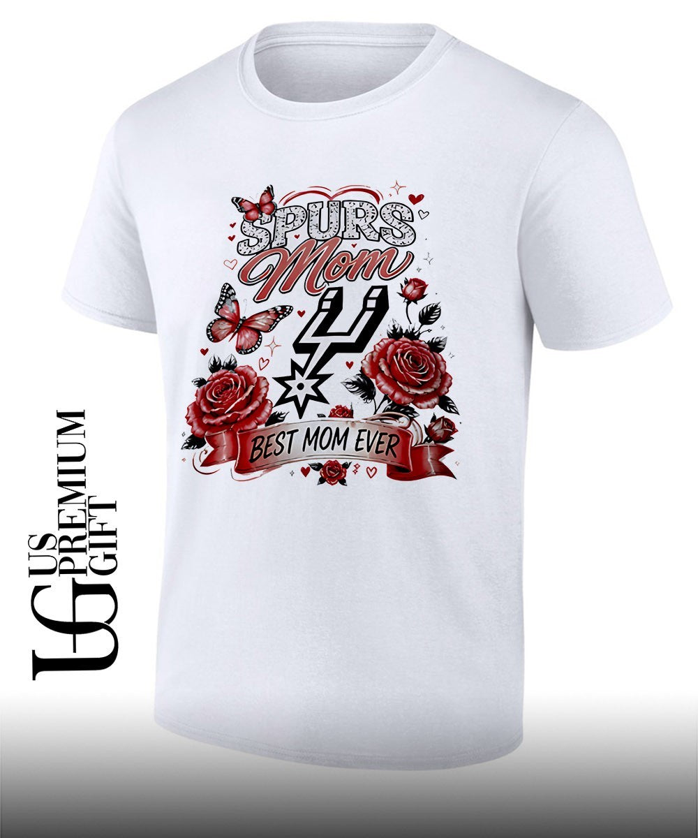San Antonio Spurs Mom Best Mom Ever Mothers Day Flowers and Butterfly shirt Unisex T-shirt, Sweatshirt, Hoodie, Long Sleeve Tee - T-Shirt, Sweatshirt, Hoodie