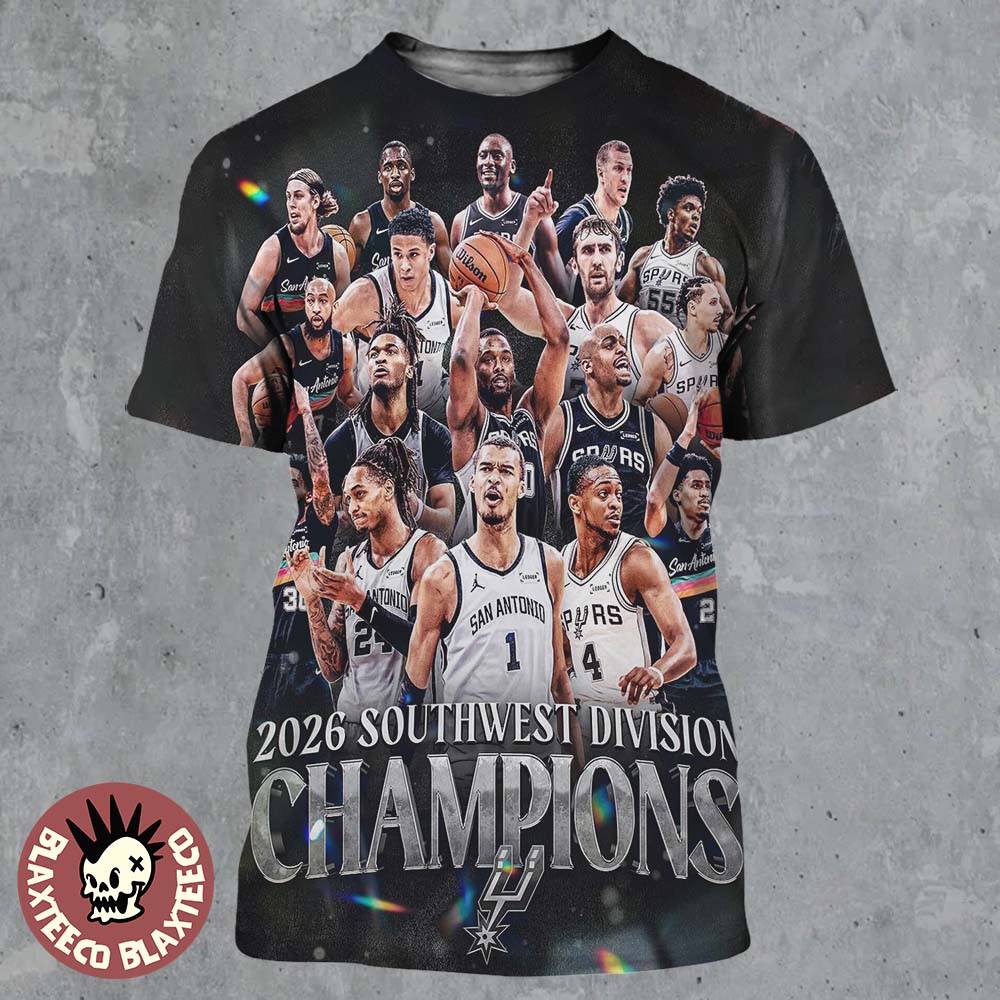 San Antonio Spurs NBA 2026 Southwest Division Champions All Over Print Shirt Unisex T-shirt, Sweatshirt, Hoodie, Long Sleeve Tee - T-Shirt, Sweatshirt, Hoodie
