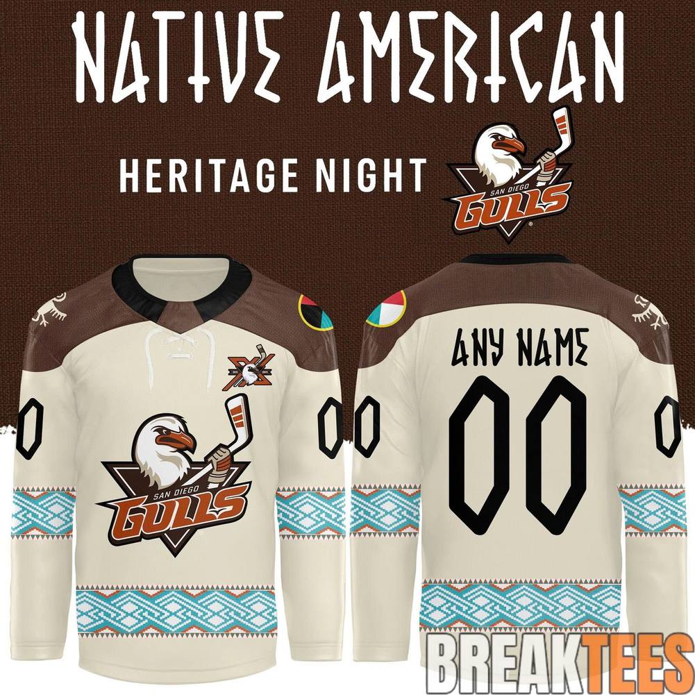 San Diego Gulls Native American Heritage Night Custom Hockey Jersey Unisex T-shirt, Sweatshirt, Hoodie, Long Sleeve Tee - T-Shirt, Sweatshirt, Hoodie