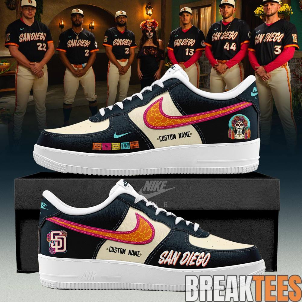 San Diego Padres Day of The Dead City Connect Custom Air Force 1 Unisex T-shirt, Sweatshirt, Hoodie, Long Sleeve Tee - T-Shirt, Sweatshirt, Hoodie
