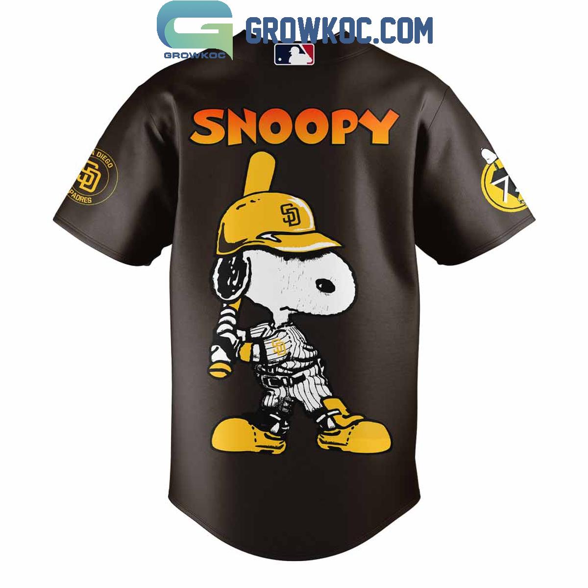 San Diego Padres Happiness Is 75 Years Of Peanuts Baseball Jersey baseball jersey product view 3