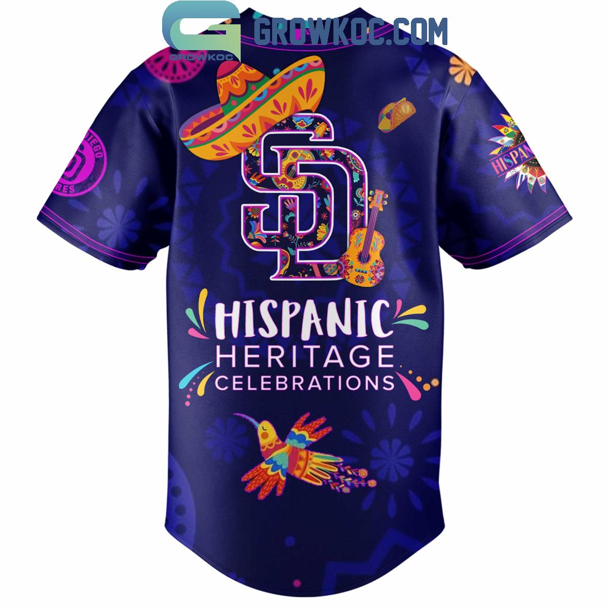 San Diego Padres Hispanic Heritage Celebrations 2025 Baseball Jersey baseball jersey product view 3