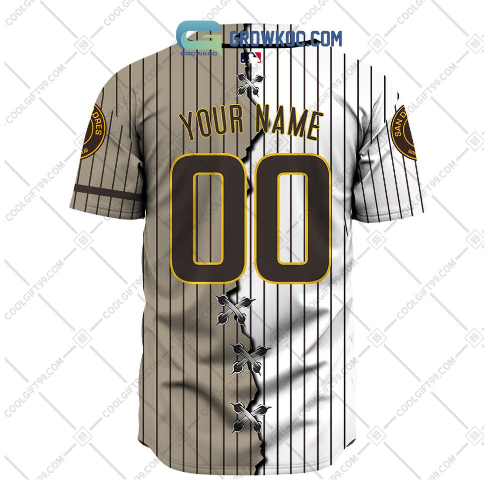 San Diego Padres MLB Personalized Mix Baseball Jersey baseball jersey product view 3