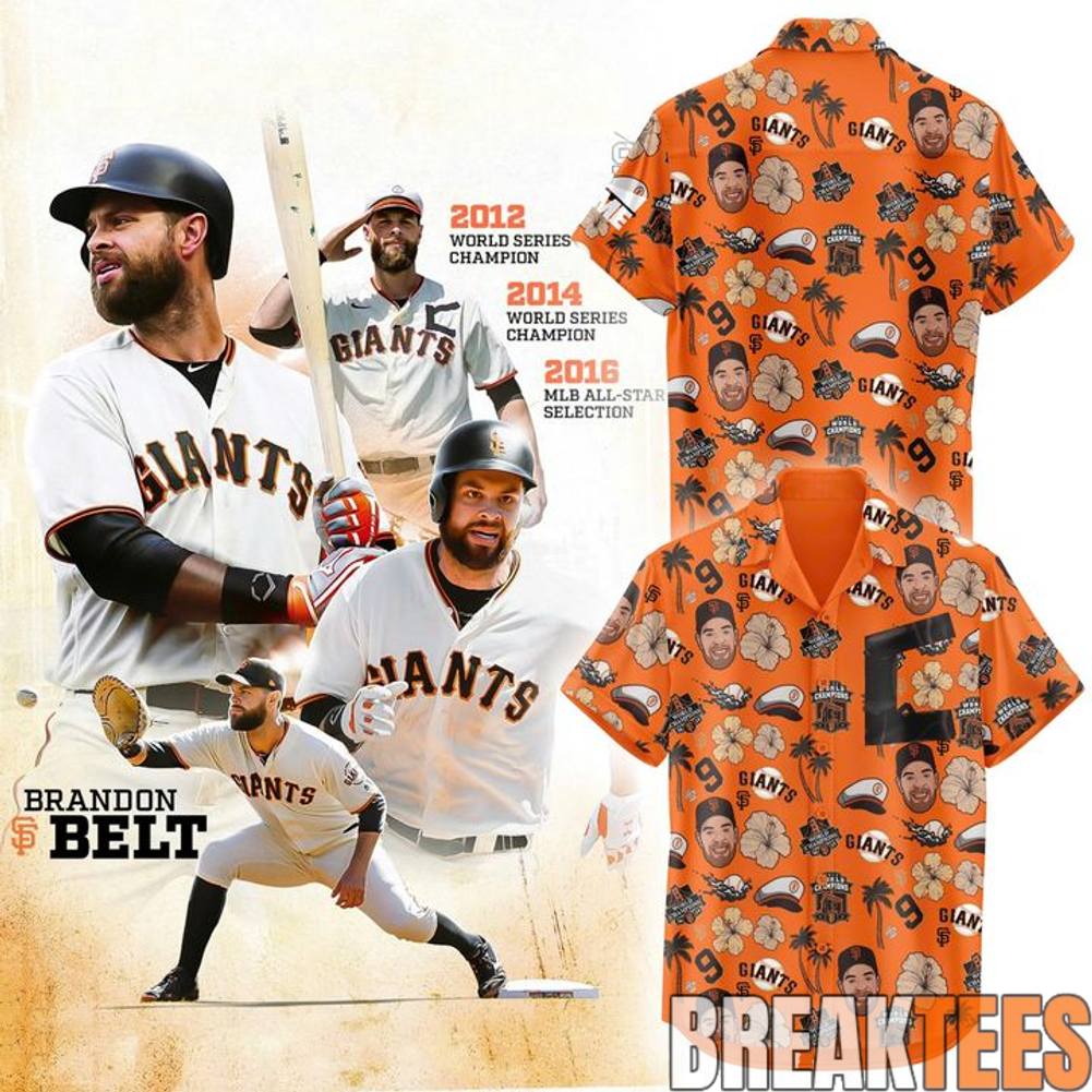 San Francisco Giants Brandon Belt Celebration Day Hawaiian Shirt Unisex T-shirt, Sweatshirt, Hoodie, Long Sleeve Tee - T-Shirt, Sweatshirt, Hoodie