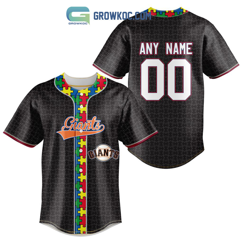 San Francisco Giants MLB Fearless Against Autism Personalized Baseball Jersey baseball jersey product view 1