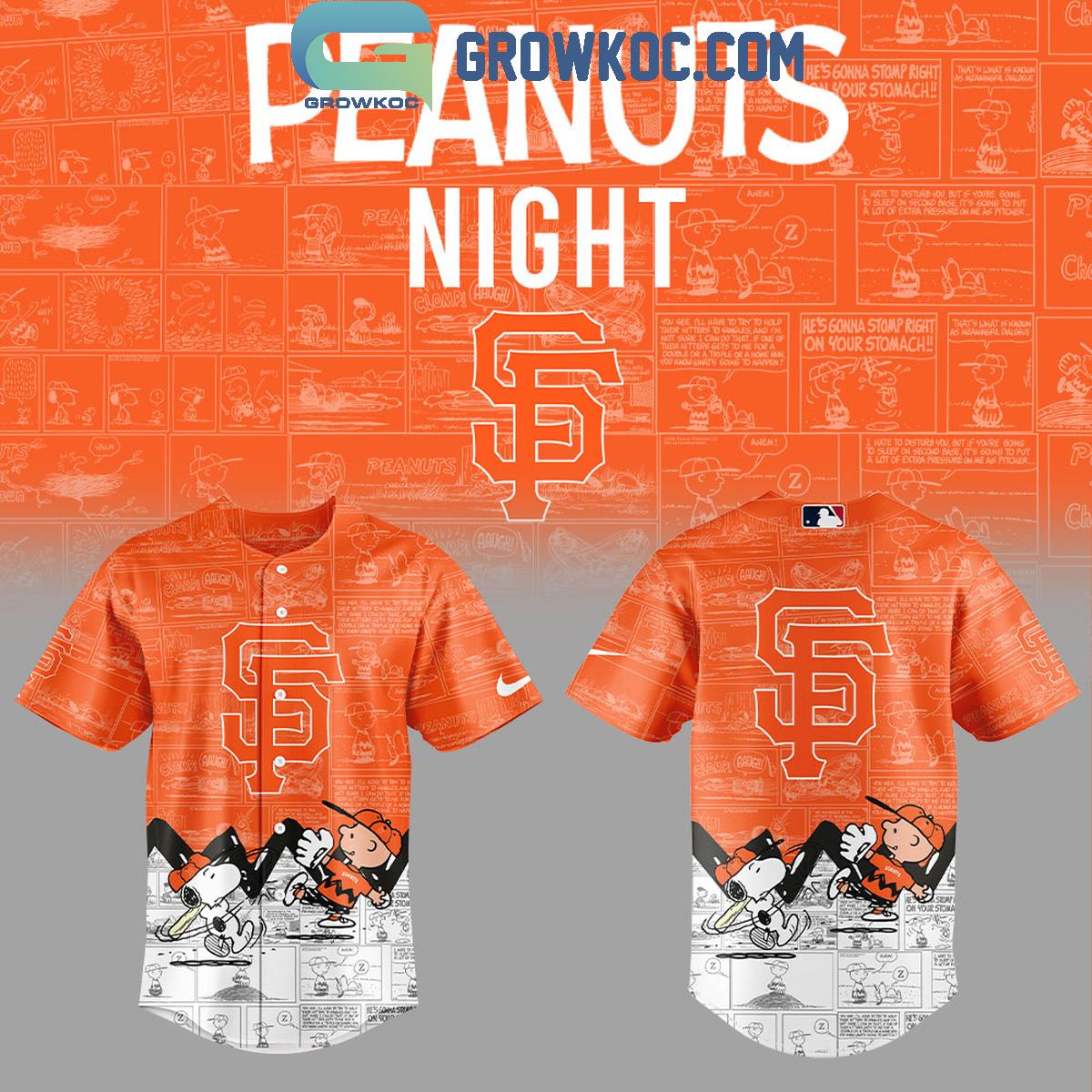 San Francisco Giants Peanuts 75th Anniversary Baseball Jersey baseball jersey product view 1