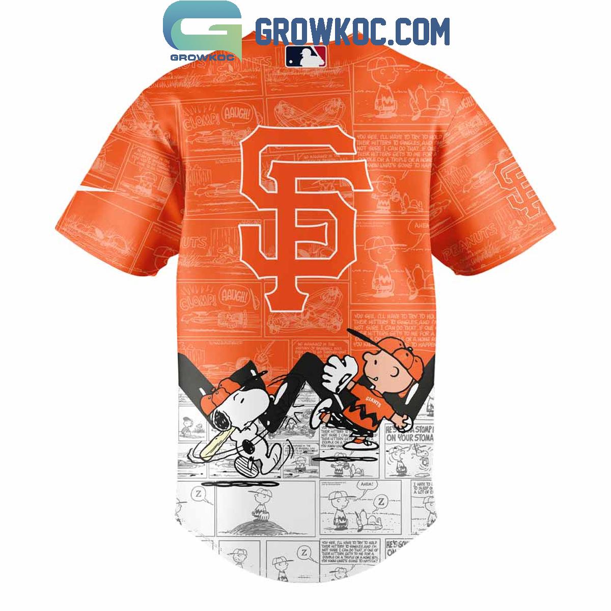 San Francisco Giants Peanuts 75th Anniversary Baseball Jersey baseball jersey product view 3