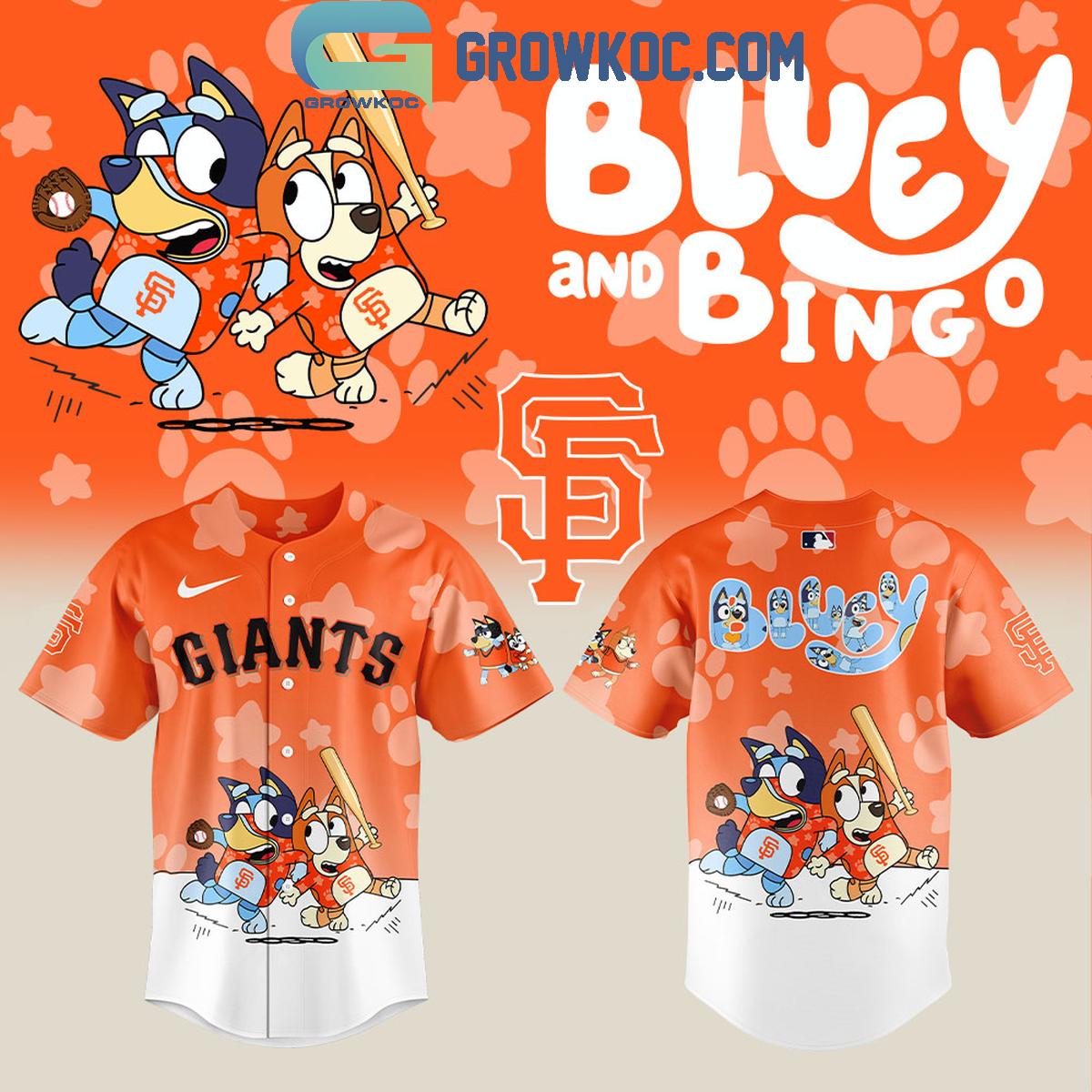 San Francisco Giants x Bluey and Bingo Baseball Jersey baseball jersey product view 1