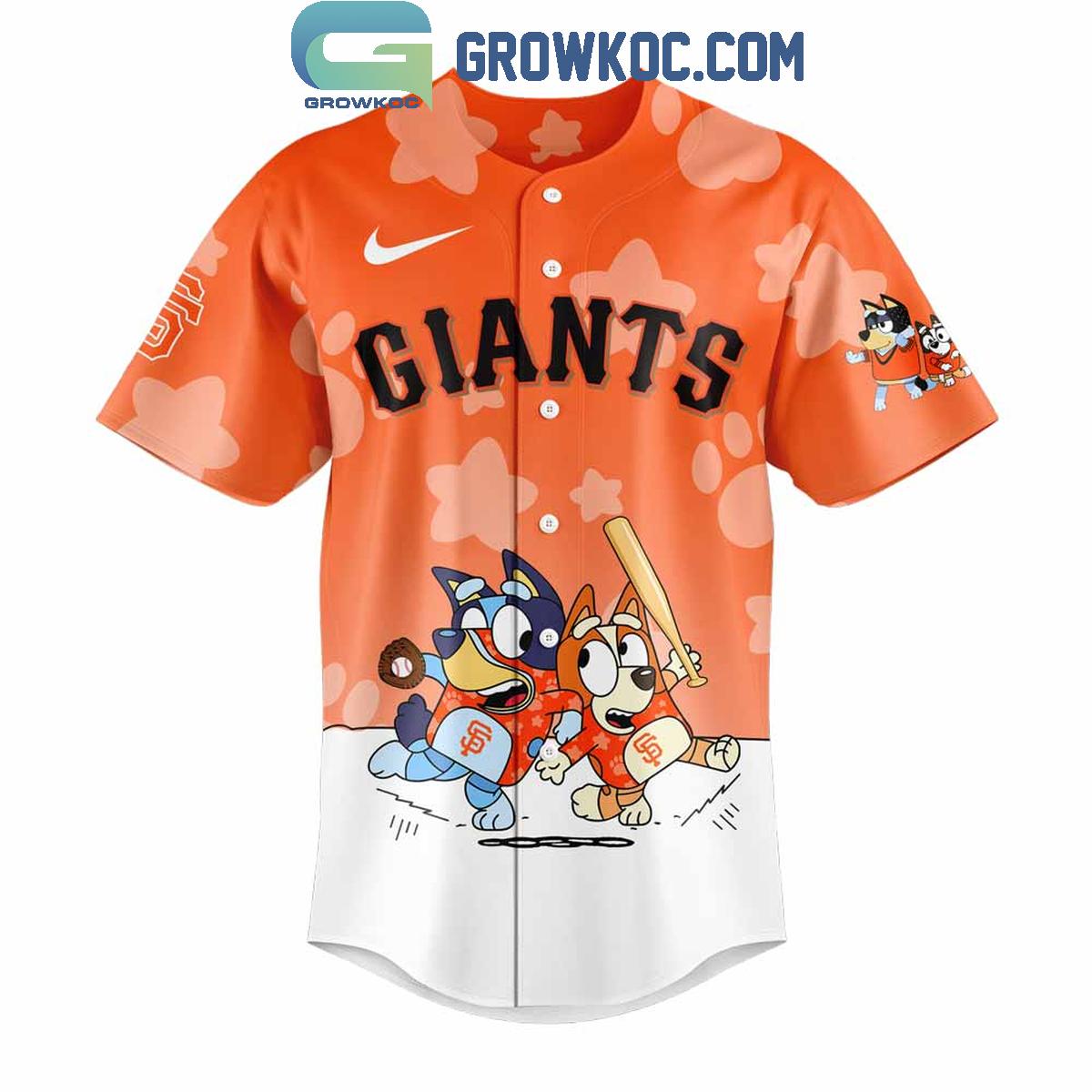 San Francisco Giants x Bluey and Bingo Baseball Jersey baseball jersey product view 2