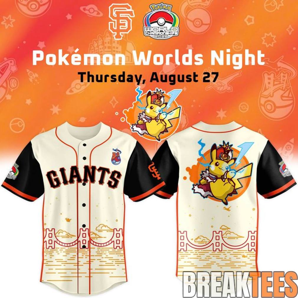 San Francisco Giants x Pokmon Worlds Night Special Baseball Jersey baseball jersey product view 1