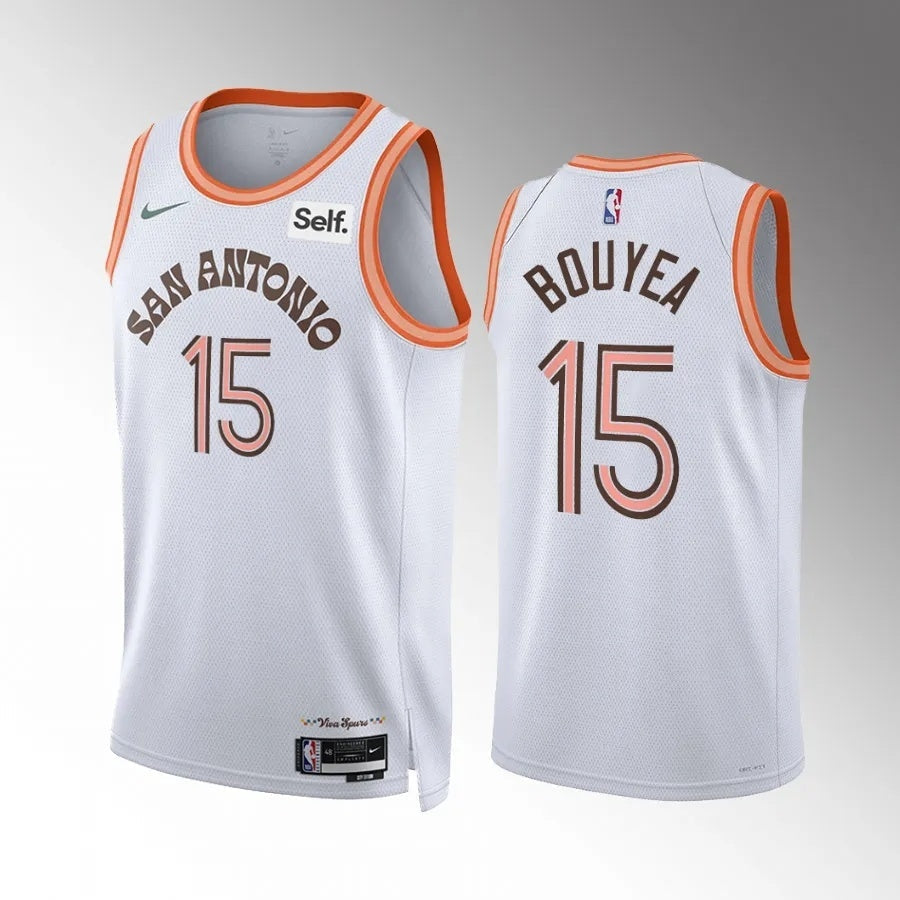 San Antonio Spurs #15 Jamaree Bouyea 2023-24 White City Edition Men Jersey Style 2 Basketball Jersey basketball jersey product view 1