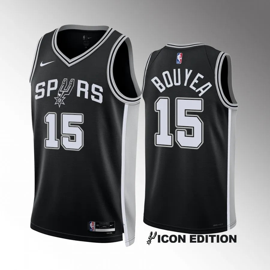 San Antonio Spurs #15 Jamaree Bouyea Black Icon Edition Men Jersey Style 2 Basketball Jersey basketball jersey product view 1