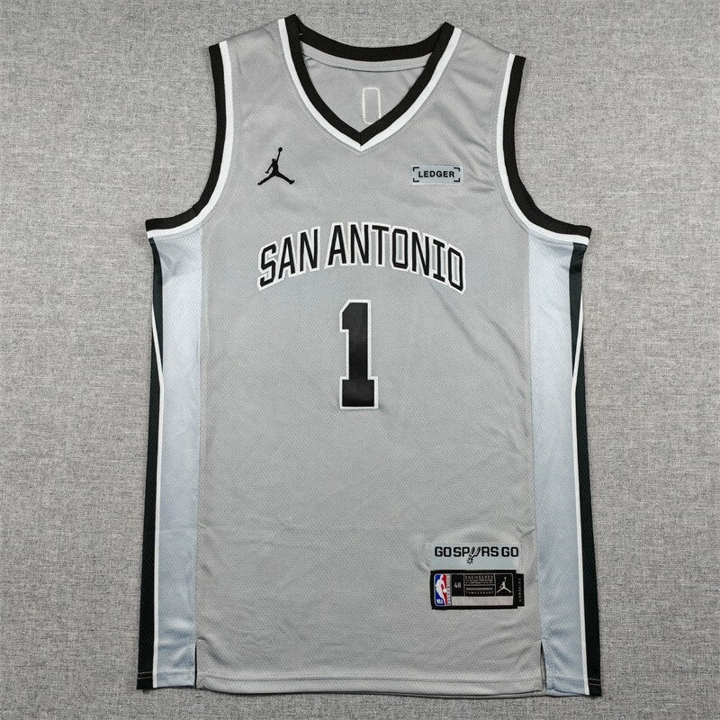 San Antonio Spurs #1 Victor Wembanyama 26 Spurs 1 Gray Style 2 Basketball Jersey basketball jersey product view 1