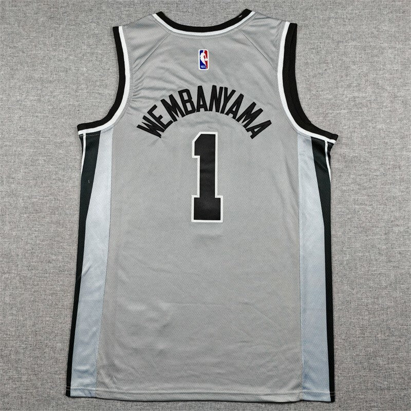 San Antonio Spurs #1 Victor Wembanyama 26 Spurs 1 Gray Style 3 Basketball Jersey basketball jersey product view 1