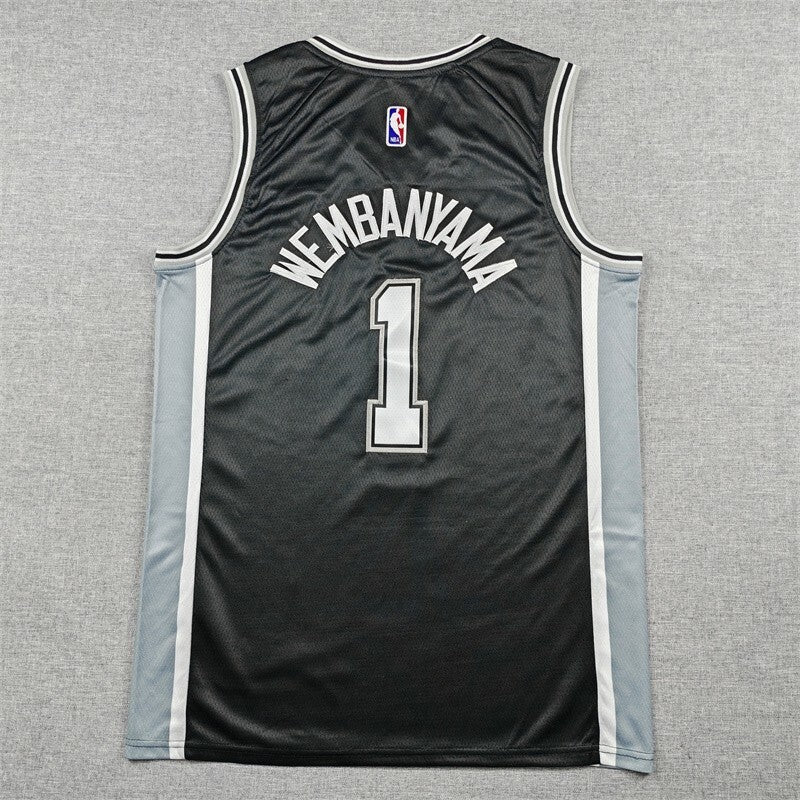 San Antonio Spurs #1 Victor Wembanyama Spurs 1 # Black Style 1 Basketball Jersey basketball jersey product view 1
