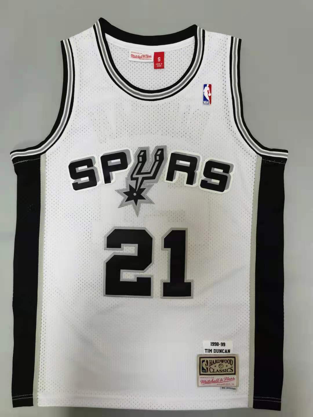San Antonio Spurs #21 Tim Duncan Spurs 21# Retro -98-99 White Style 2 Basketball Jersey basketball jersey product view 1