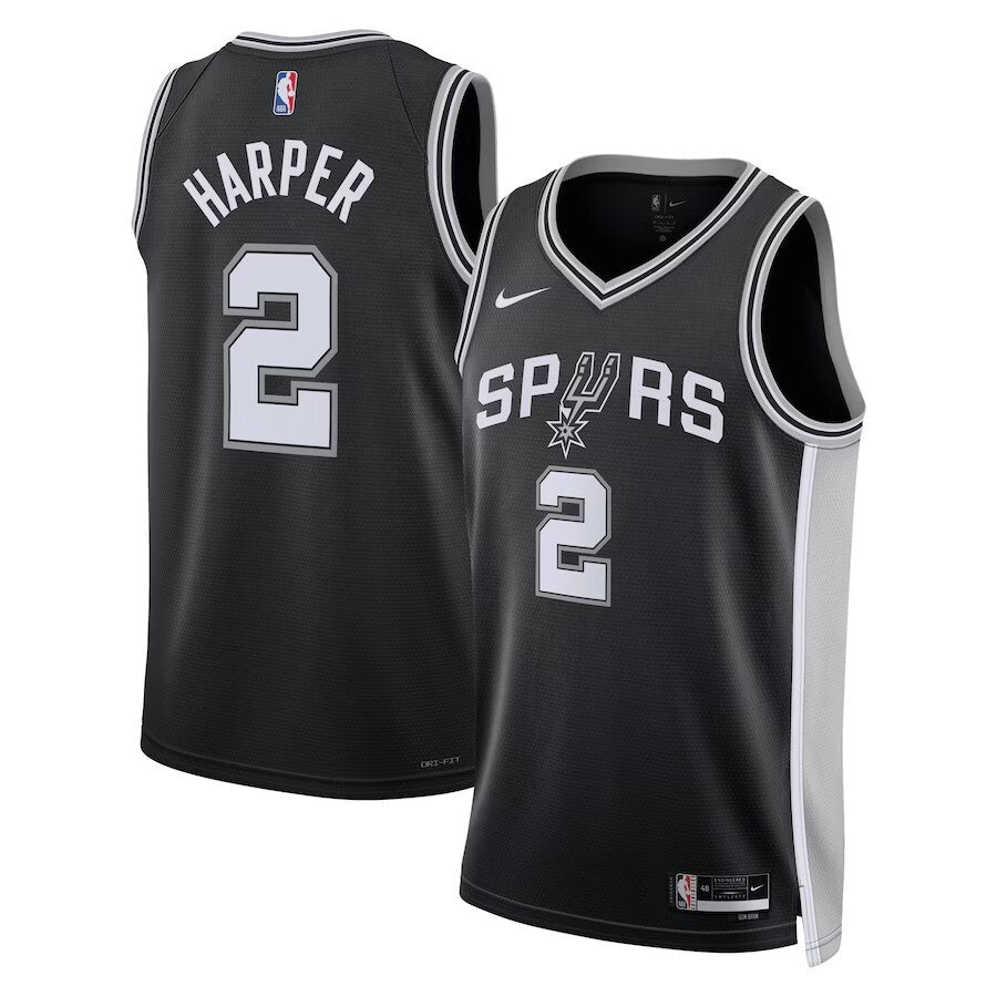 San Antonio Spurs #2 Dylan Harper Unisex 2025 NBA Draft First Round Pick Swingman Jersey - Icon Edition - Black basketball jersey product view 1