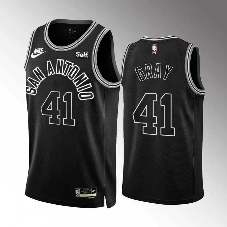 San Antonio Spurs #41 RaiQuan Gray 2023-24 Black Classic Edition Men Jersey Style 2 Basketball Jersey basketball jersey product view 1