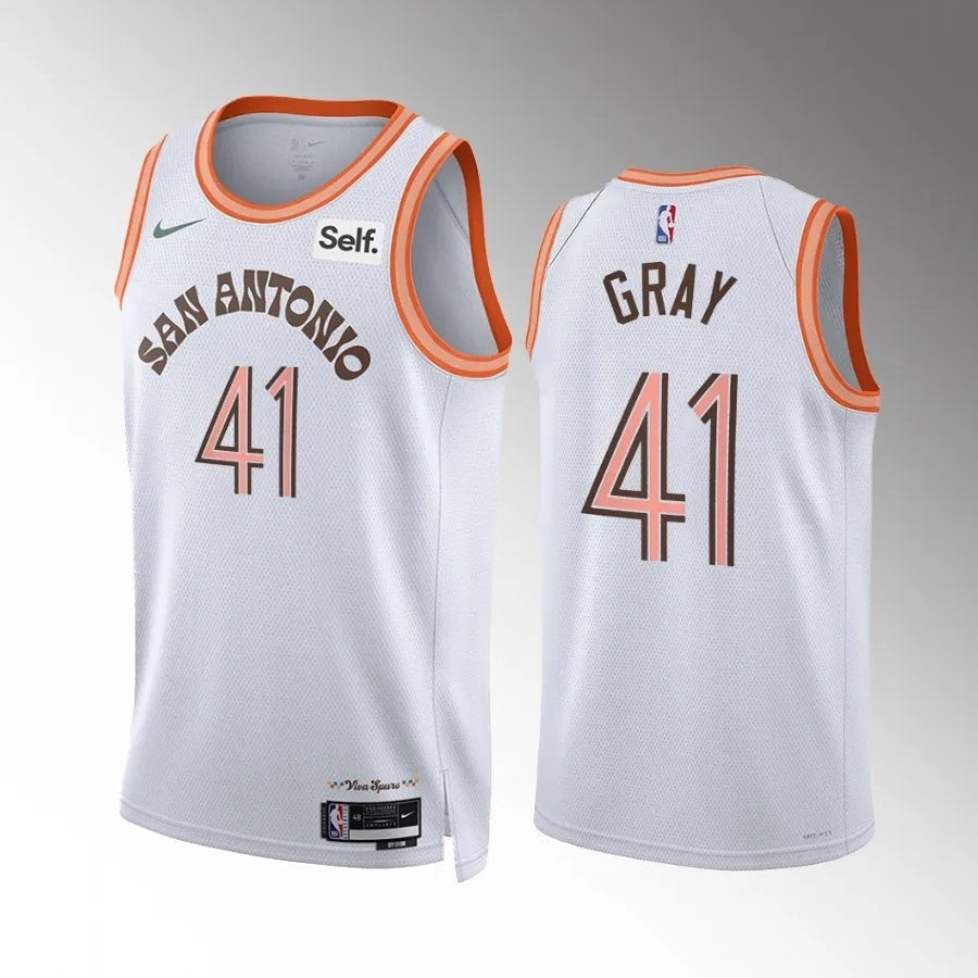 San Antonio Spurs #41 RaiQuan Gray 2023-24 White City Edition Men Jersey Style 2 Basketball Jersey basketball jersey product view 1
