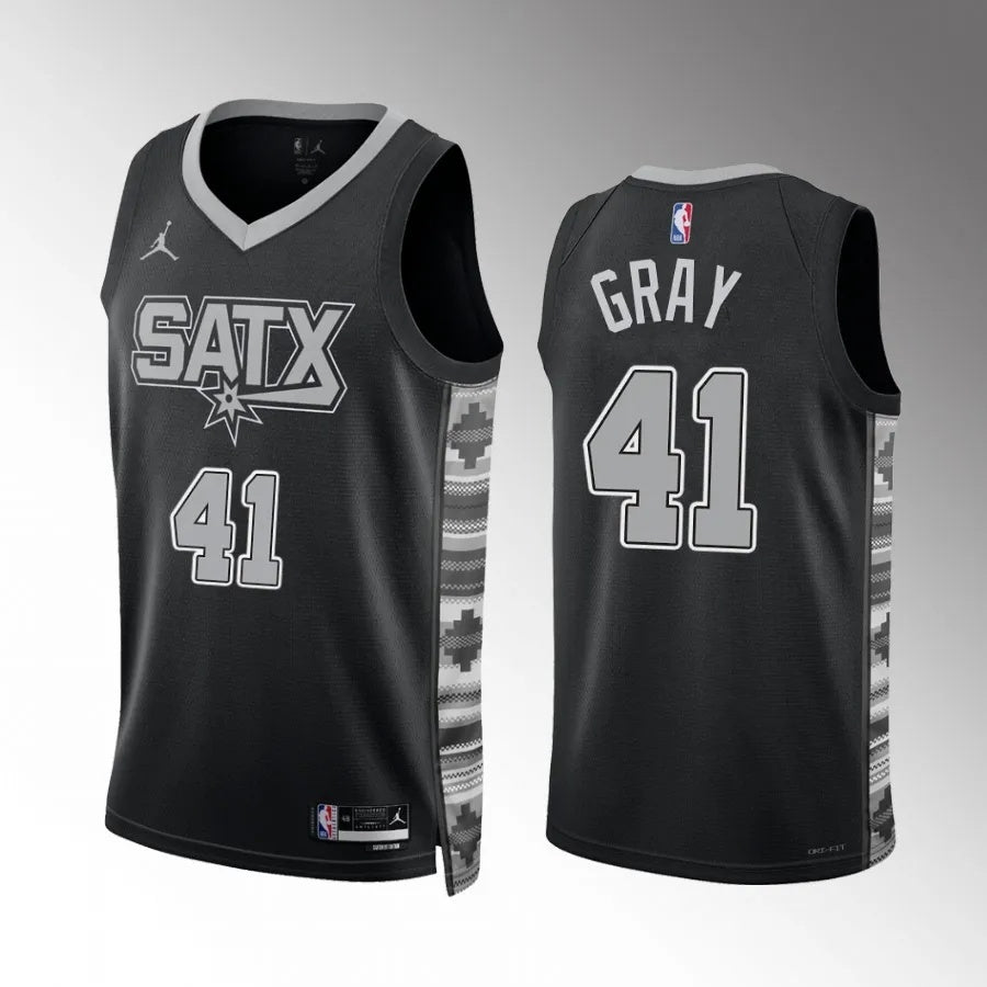 San Antonio Spurs #41 RaiQuan Gray Black Statement Edition Men Jersey Style 1 Basketball Jersey basketball jersey product view 1
