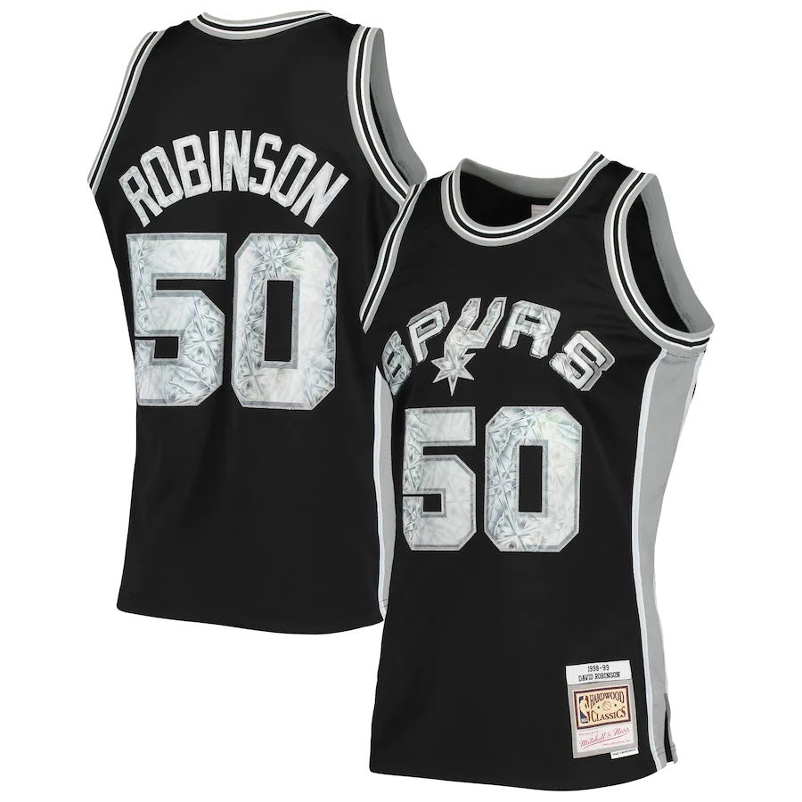 San Antonio Spurs #50 David Robinson Mitchell & Ness 1998-99 Hardwood Classics 75th Anniversary Diamond Swingman Jersey basketball jersey product view 1