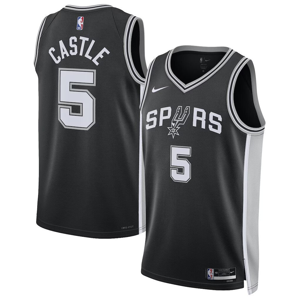 San Antonio Spurs #5 Stephon Castle Unisex Swingman Jersey - Icon Edition - Black Basketball Jersey basketball jersey product view 1