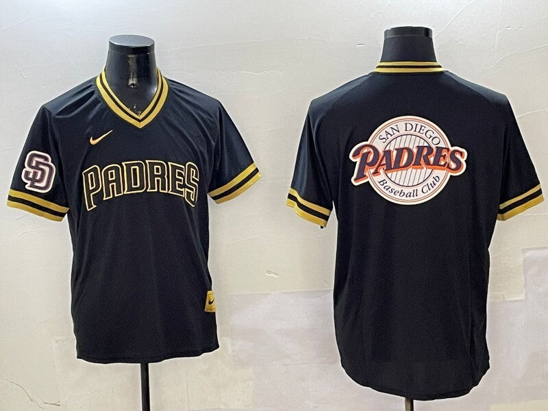 San Diego Padres Padres Black Gold Adult Style 1 Baseball Jersey baseball jersey product view 1