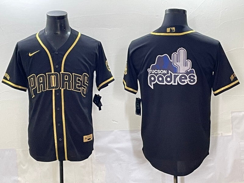San Diego Padres Padres Retro Gold Text Style 3 Baseball Jersey baseball jersey product view 1
