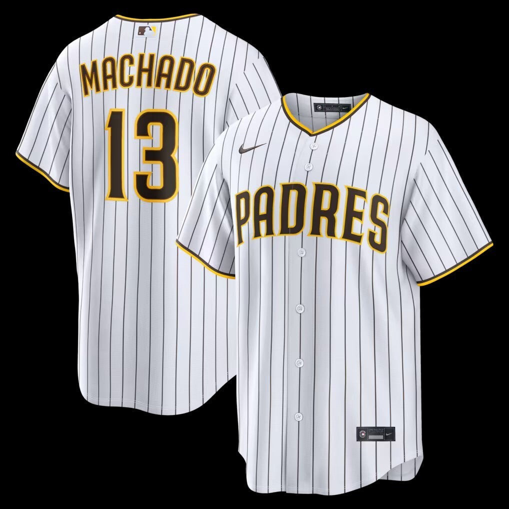 San Diego Padres #13 Manny Machado Home Replica Player Jersey - White Baseball Jersey baseball jersey product view 1