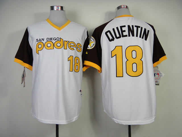San Diego Padres #18 Authentic Carlos Quentin 1978 Turn Back The Clock Jersey Baseball Jersey baseball jersey product view 1
