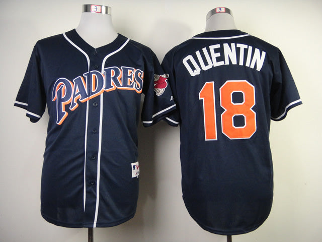 San Diego Padres #18 Authentic Carlos Quentin 1998 Turn Back The Clock Jersey Baseball Jersey baseball jersey product view 1