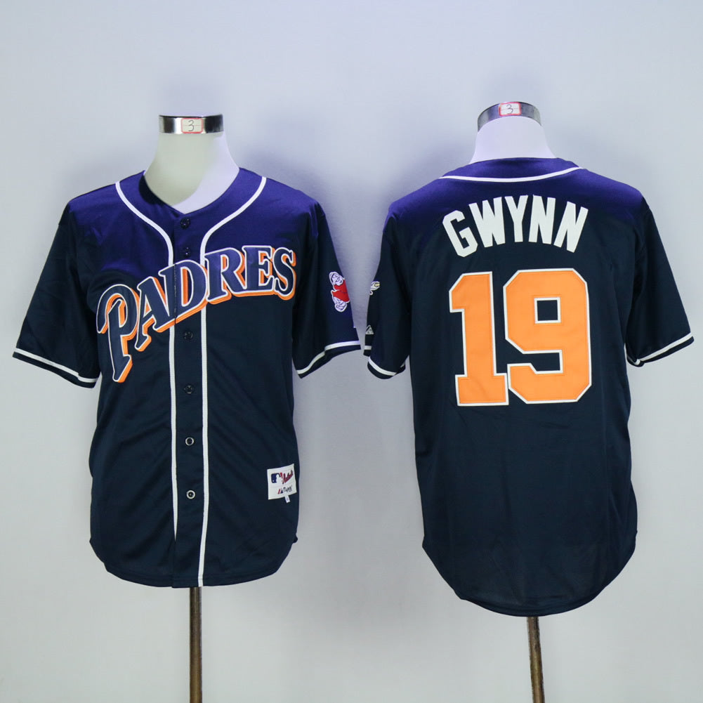 San Diego Padres #19 Padres 19 Blue 1978 Retro Baseball Jersey baseball jersey product view 1