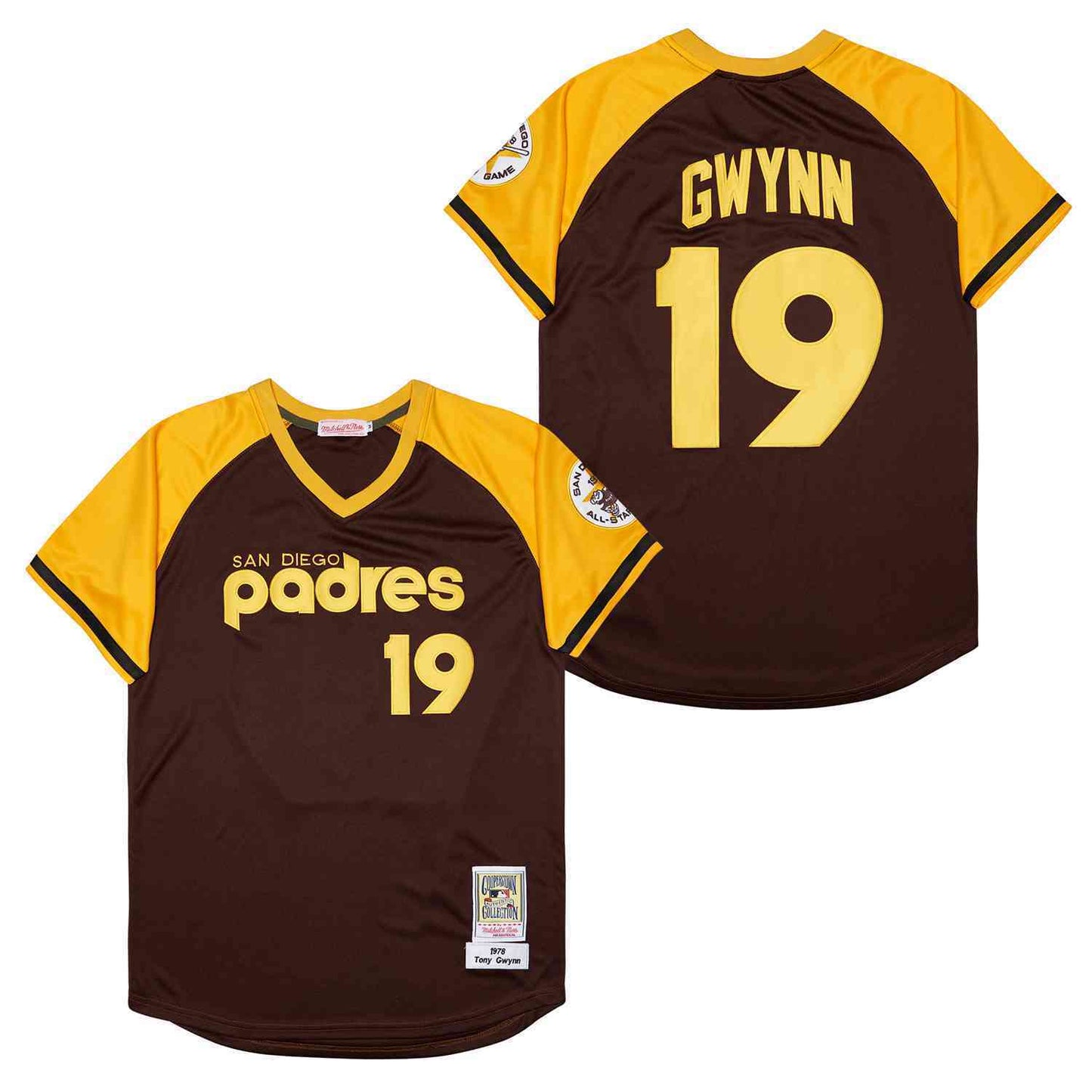 San Diego Padres #19 Tony Gwynn Padres 19 Yellow 1979 Retro Baseball Jersey baseball jersey product view 1