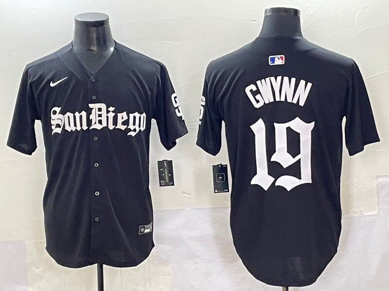 San Diego Padres #19 Tony Gwynn Padres 5 Collaboration Style 4 Baseball Jersey baseball jersey product view 1