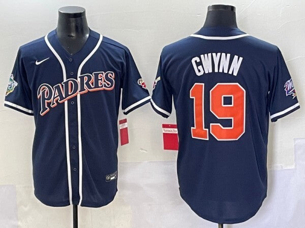 San Diego Padres #19 Tony Gwynn Padres Retro Adult Style 5 Baseball Jersey baseball jersey product view 1