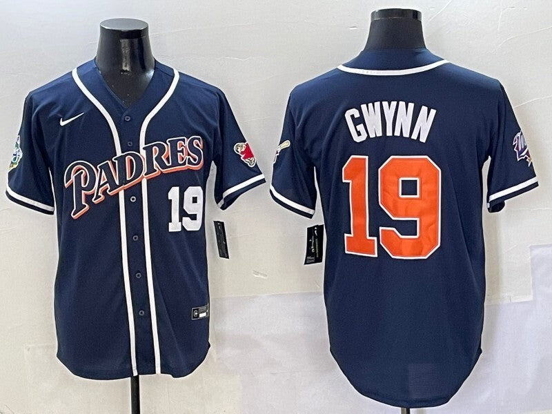 San Diego Padres #19 Tony Gwynn Padres Retro Adult Style 6 Baseball Jersey baseball jersey product view 1