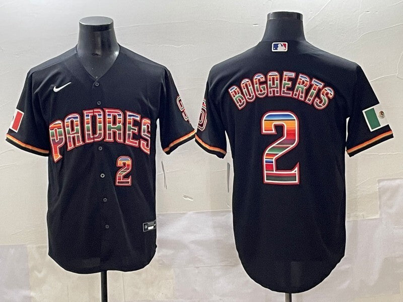 San Diego Padres #2 Xander Bogaerts Padres 7 Rainbow Baseball Jersey baseball jersey product view 1