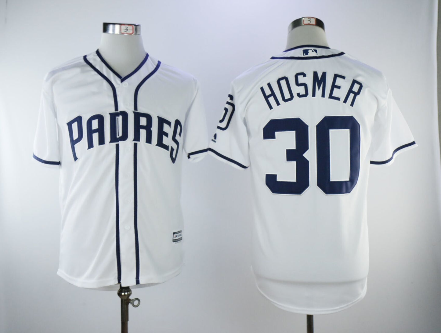 San Diego Padres #30 Eric Hosmer Padres 30 White Fan With Team Logo Baseball Jersey baseball jersey product view 1