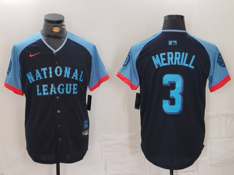 San Diego Padres #3 Jackson Merrill Padres 24 All-Star Style 6 Baseball Jersey baseball jersey product view 1