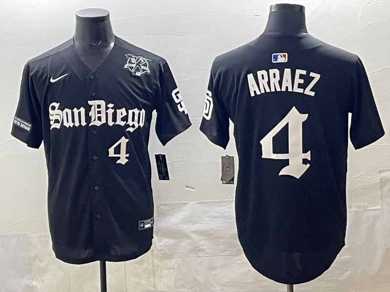 San Diego Padres #4 Luis Arraez Padres 5 Collaboration Style 1 Baseball Jersey baseball jersey product view 1