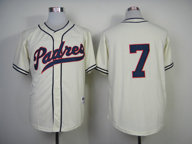 San Diego Padres #7 Authentic Chase Headley 1948 Turn Back The Clock Jersey Baseball Jersey baseball jersey product view 1