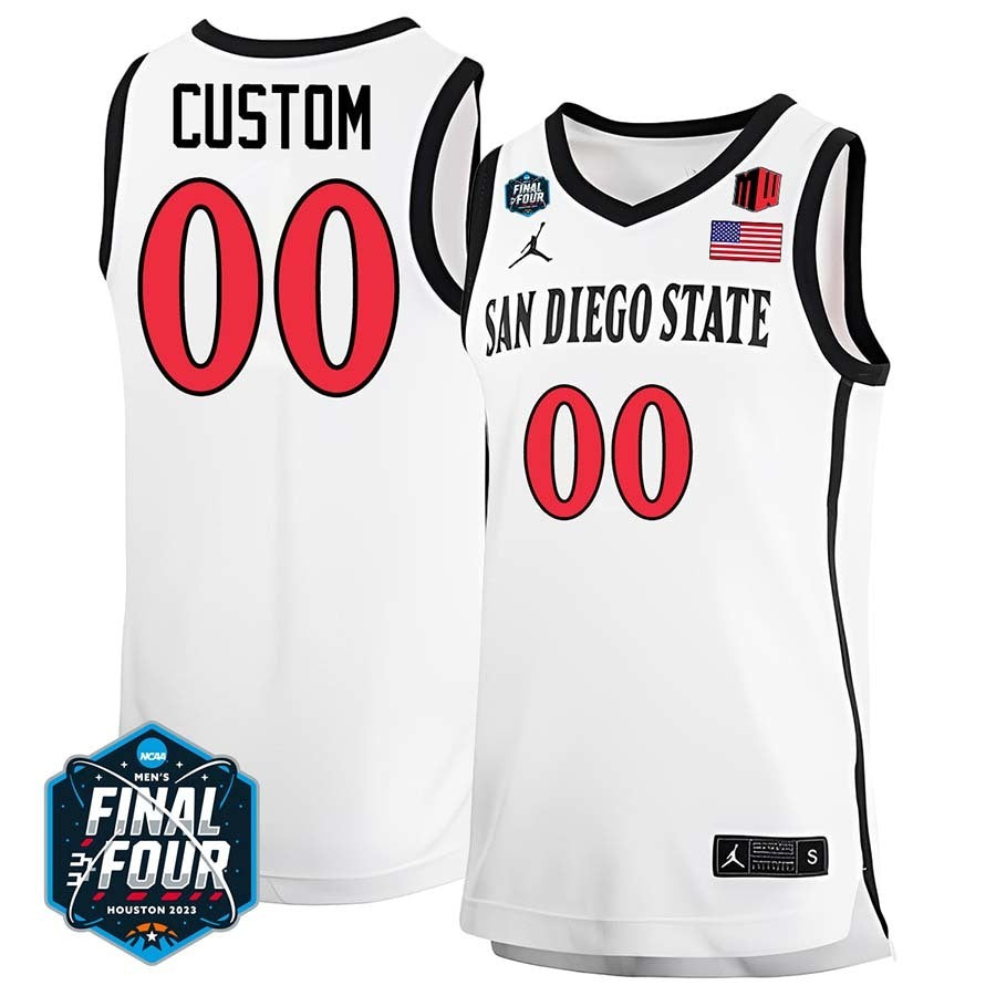 San Diego State 2023 Final Four College Basketball Limited Custom Jersey – White College Football Jersey football jersey product view 1