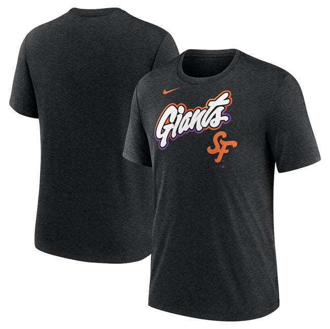 San Francisco Giants Heather Black 2025 City Connect Tri-Blend T-Shirt Baseball Jersey baseball jersey product view 1