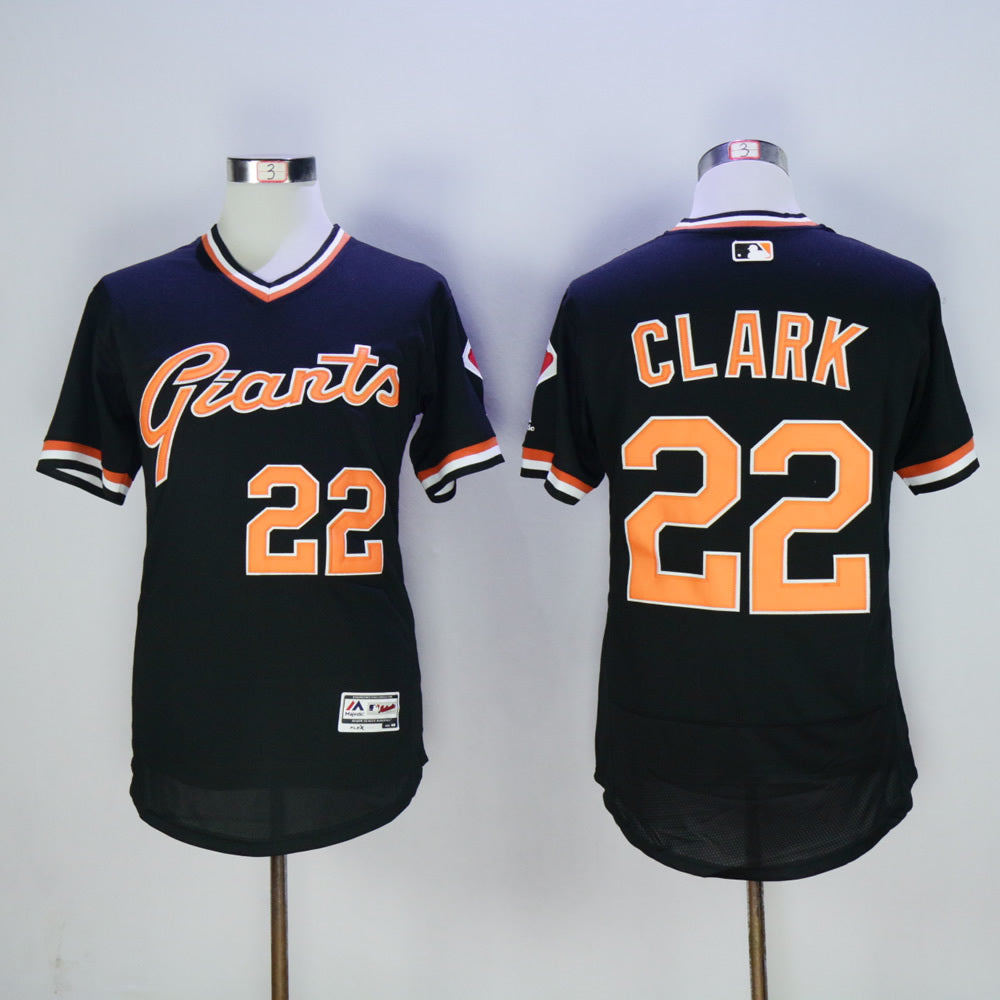 San Francisco Giants #22 Will Clark Giants 22 Black Retro Pullover 2016 Player Version Baseball Jersey baseball jersey product view 1