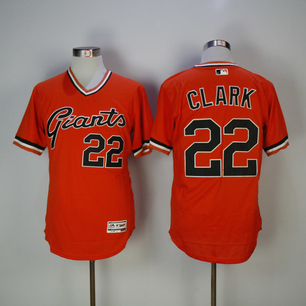 San Francisco Giants #22 Will Clark Giants 22 Orange Elite New Baseball Jersey baseball jersey product view 1
