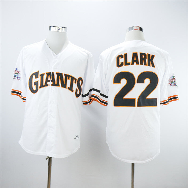 San Francisco Giants #22 Will Clark Giants 22 White 1989 Retro Style 2 Baseball Jersey baseball jersey product view 1