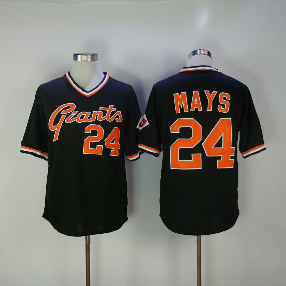 San Francisco Giants #24 Giants 24 Black Retro Pullover Baseball Jersey baseball jersey product view 1