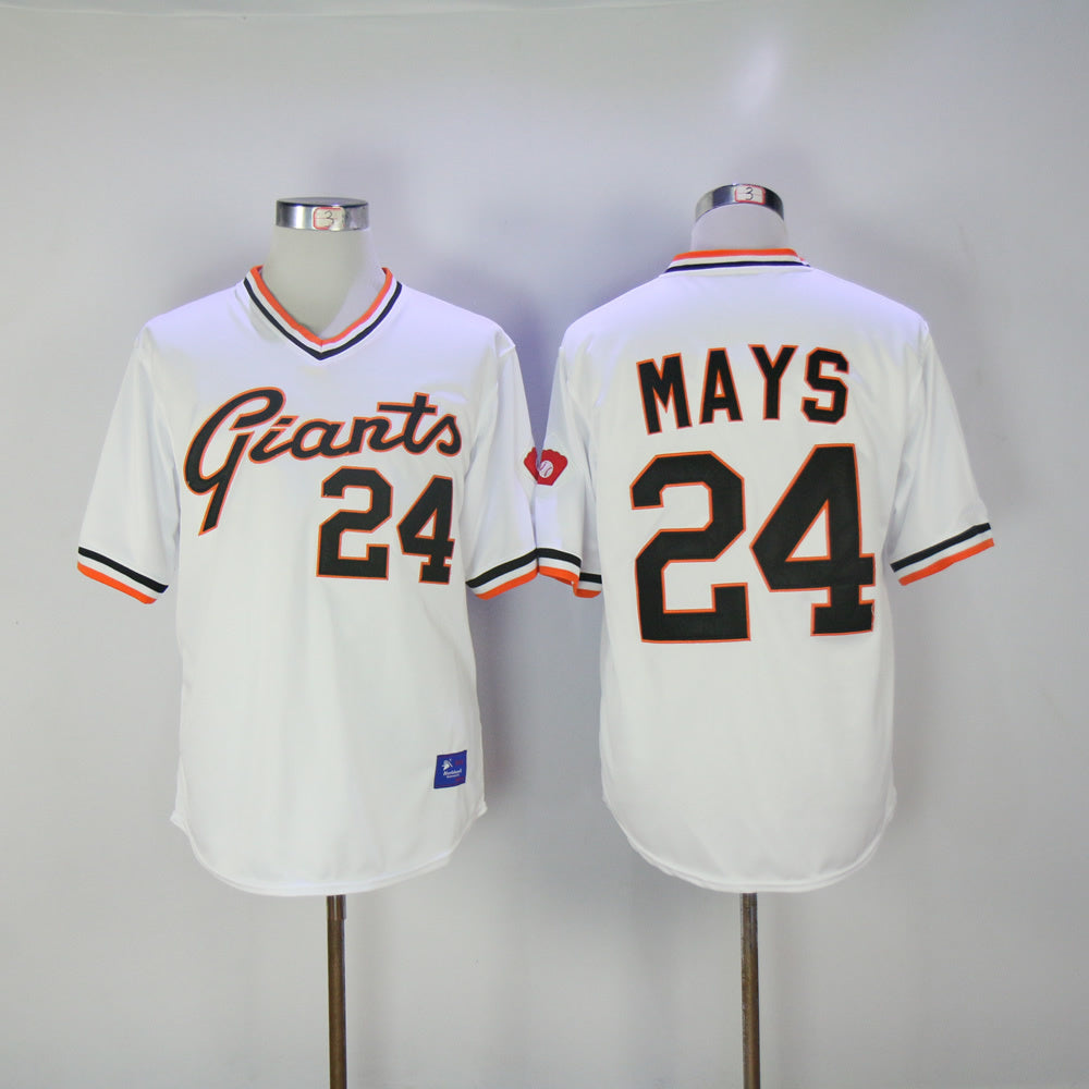 San Francisco Giants #24 Giants 24 White Retro Baseball Jersey baseball jersey product view 1